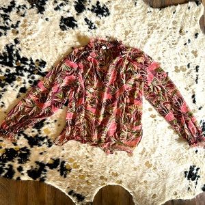Pink palm leaf blouse